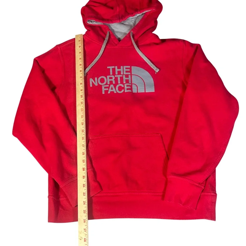 The North Face Hoodie Mens Medium Red Logo Pullover Fleece Sweatshirt
